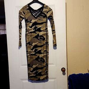 Camo Bodycon Calf-length dress